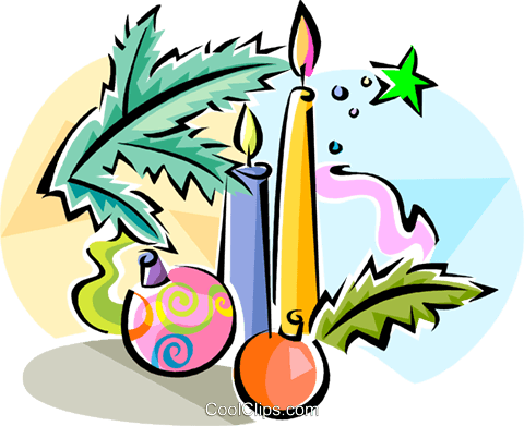 Christmas Candles And Decorations Royalty Free Vector - Christmas Candles And Decorations Royalty Free Vector (480x391)