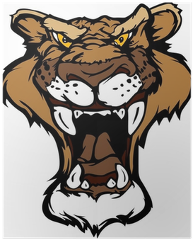Cougar Panther Mascot Head Vector Cartoon Poster • - Cougar Panther Mascot Head Vector Cartoon Poster • (400x400)