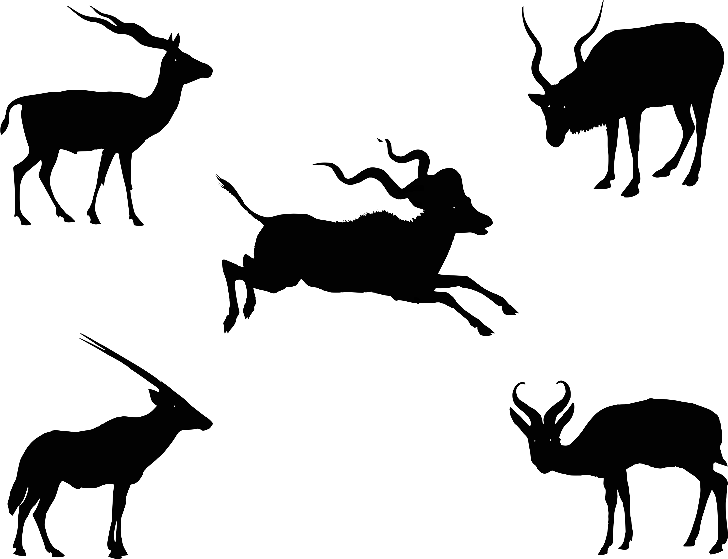 0131 Antelope Silhouettes Free Vintage Clip Art - 0131 Antelope Silhouettes Free Vintage Clip Art (3300x2550)