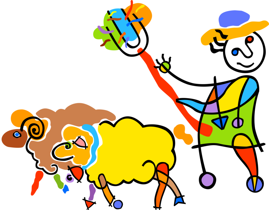 Vector Illustration Of Shepherd Or Sheepherder Tends, - Vector Illustration Of Shepherd Or Sheepherder Tends, (895x700)