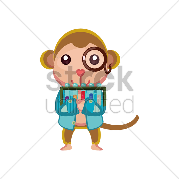 Monkey Holding Test Tube Rack Vector Image - Monkey Holding Test Tube Rack Vector Image (600x600)