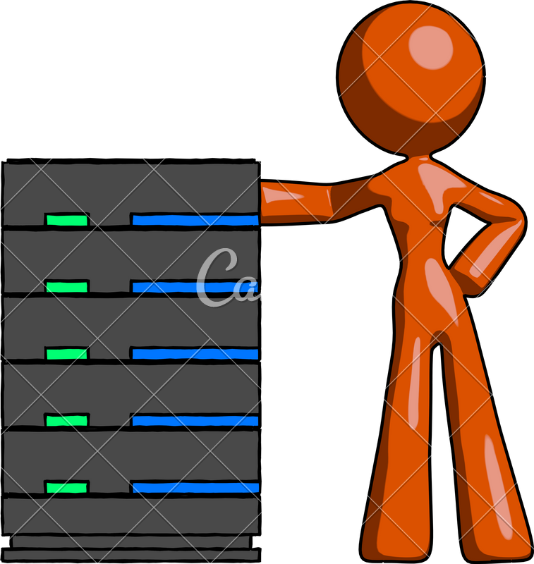 Mascot Woman With Server Rack Leaning Confidently - Mascot Woman With Server Rack Leaning Confidently (757x800)