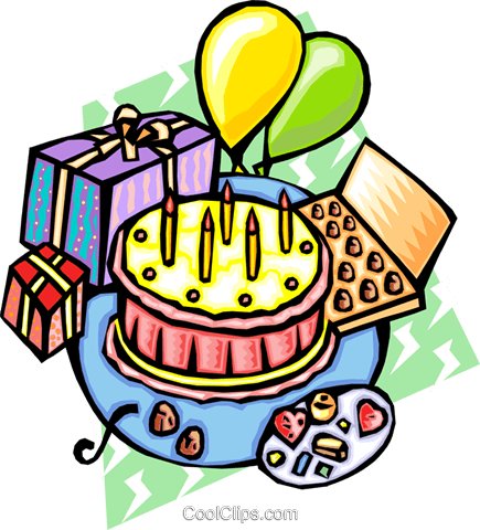 Birthday Party Royalty Free Vector Clip Art Illustration - Birthday Party Royalty Free Vector Clip Art Illustration (435x480)