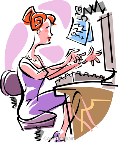 Receptionist Royalty Free Vector Clip Art Illustration - Receptionist Royalty Free Vector Clip Art Illustration (397x480)