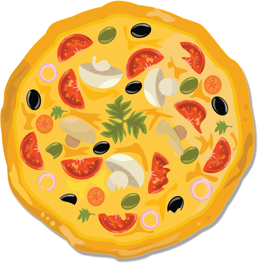 Hand Drawn Cartoon Pizza Decoration Vector - Hand Drawn Cartoon Pizza Decoration Vector (869x885)