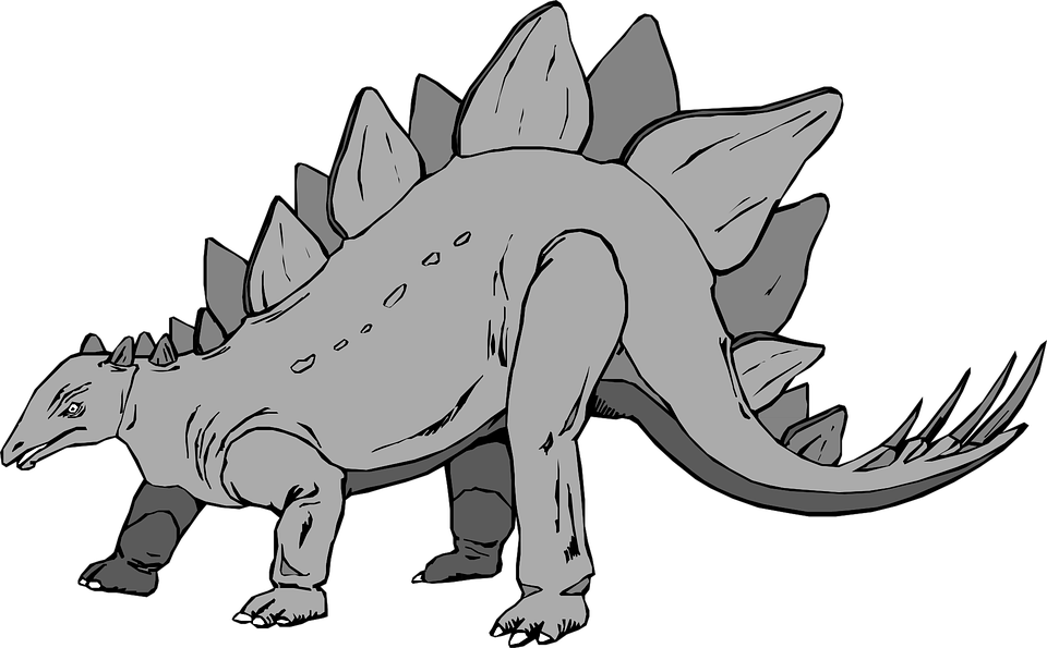 Dinosaurs Clipart - 92 - 0 - Gray Dinosaur Stegosaurus - Dinosaurs Clipart - 92 - 0 - Gray Dinosaur Stegosaurus (960x595)
