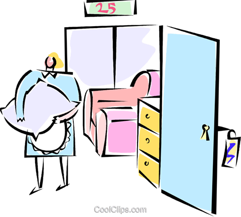 Maid At A Hotel Making Up A Room Royalty Free Vector - Maid At A Hotel Making Up A Room Royalty Free Vector (480x433)