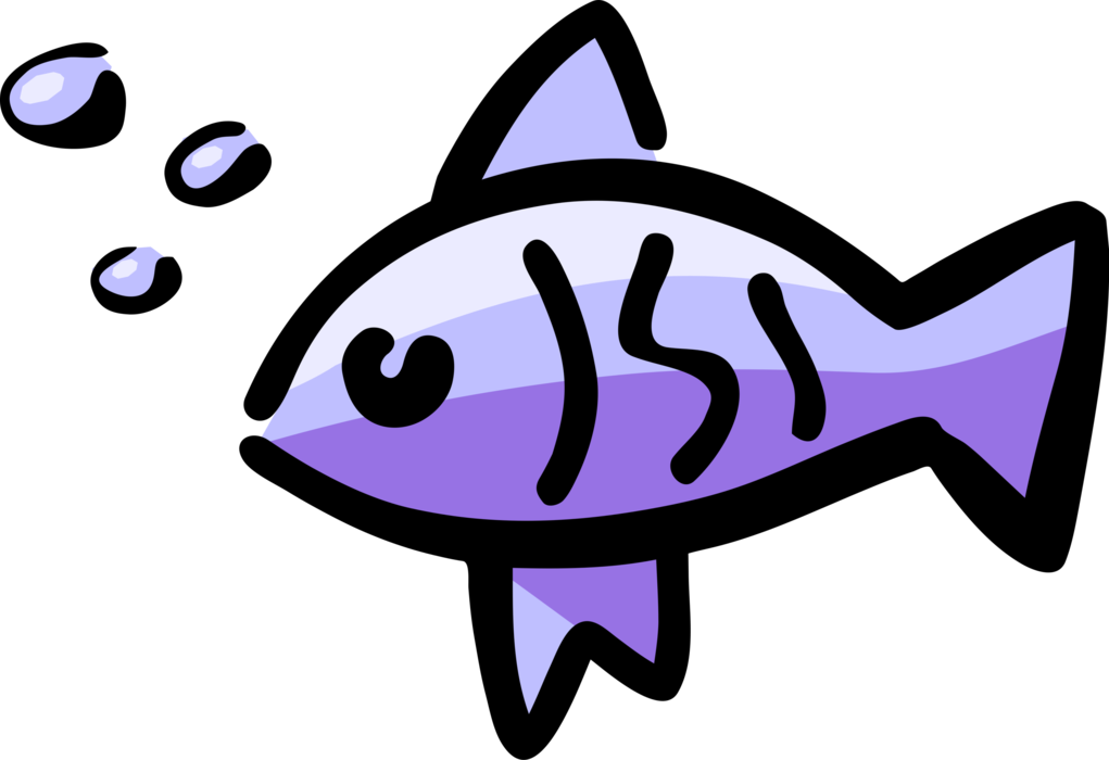 Vector Illustration Of Purple Fish Symbol With Bubbles - Vector Illustration Of Purple Fish Symbol With Bubbles (1021x700)