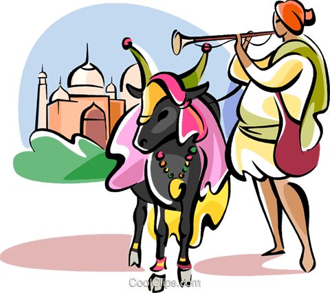 Sacred Cow In Front Of Taj Mahal Royalty Free Vector - Sacred Cow In Front Of Taj Mahal Royalty Free Vector (480x427)