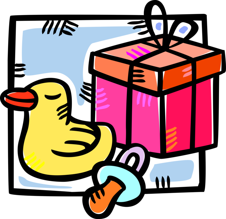 Vector Illustration Of Newborn Infant Baby Shower Gift - Vector Illustration Of Newborn Infant Baby Shower Gift (722x700)