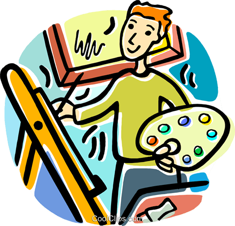 Künstler Malt Ein Bild Vektor Clipart Bild - Künstler Malt Ein Bild Vektor Clipart Bild (480x462)