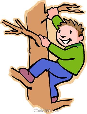 Boy Climbing Tree Royalty Free Vector Clip Art - Boy Climbing Tree Royalty Free Vector Clip Art (365x480)