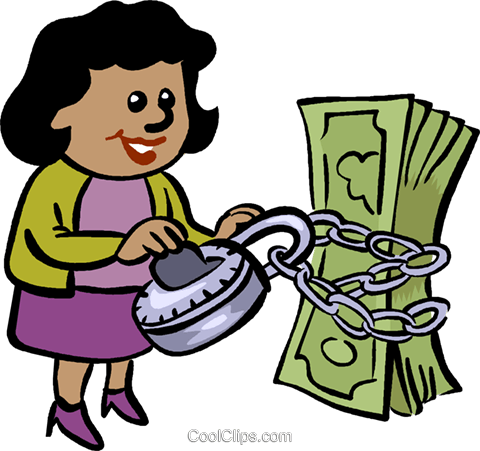 Women Trying To Unlock Money Royalty Free Vector Clip - Women Trying To Unlock Money Royalty Free Vector Clip (480x451)