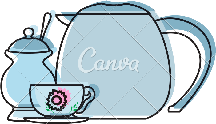 Moved Color Teapot Object With Aromatic Cup And Sugar - Moved Color Teapot Object With Aromatic Cup And Sugar (800x800)