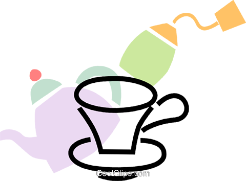 Teapot With Cup And Tea Bag Royalty Free Vector Clip - Teapot With Cup And Tea Bag Royalty Free Vector Clip (480x354)
