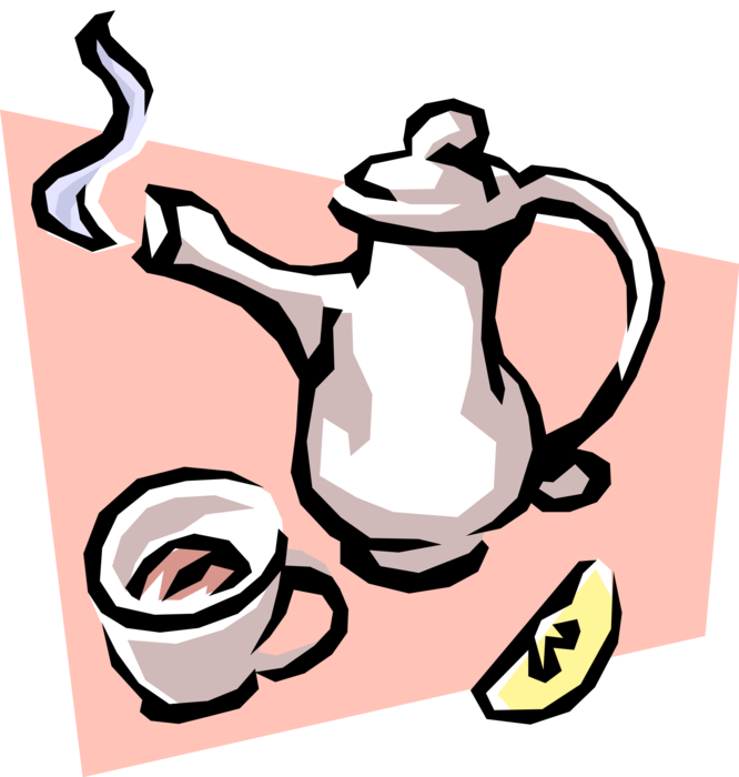 Vector Illustration Of Teapot With Spout And Handle - Vector Illustration Of Teapot With Spout And Handle (666x700)