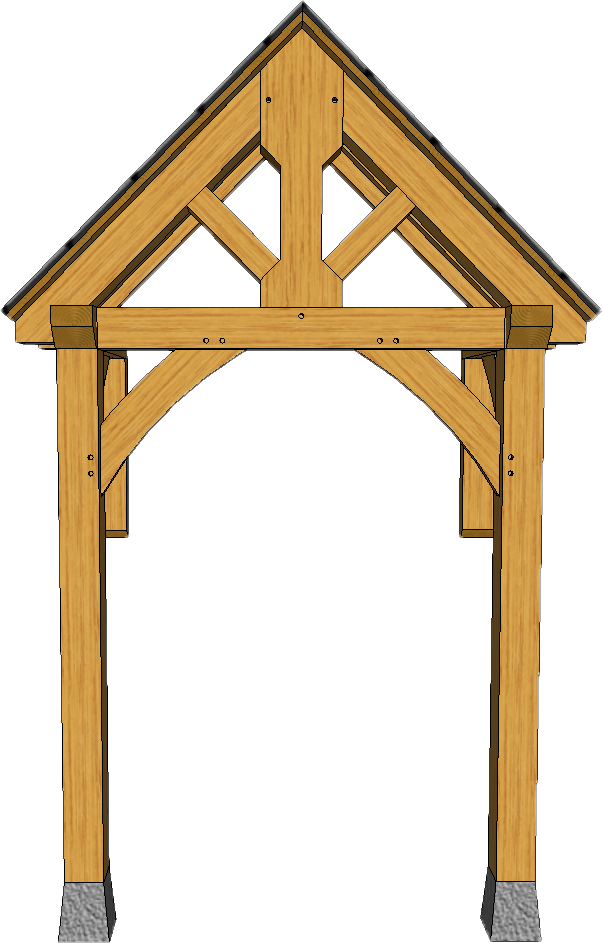 2 Post Porch A19 With Ornate King Post Truss With Rear - 2 Post Porch A19 With Ornate King Post Truss With Rear (603x943)