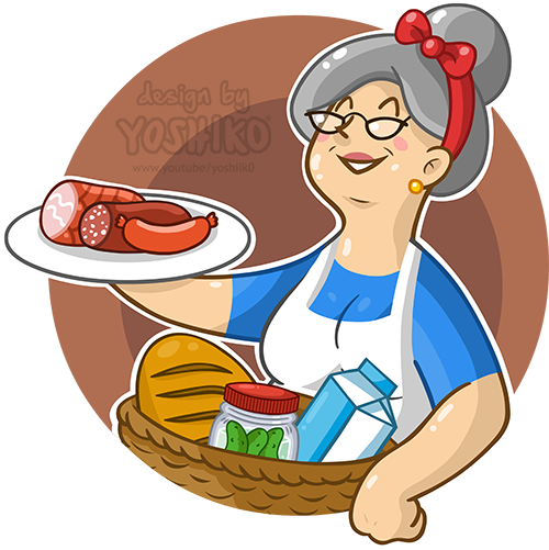 Cartoon Grandma With Groceries By Yoshik0 Animation - Cartoon Grandma With Groceries By Yoshik0 Animation (500x501)