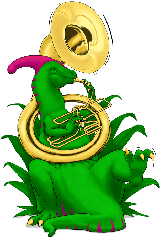 Parasaur With A Giant Sousaphone - Parasaur With A Giant Sousaphone (682x967)