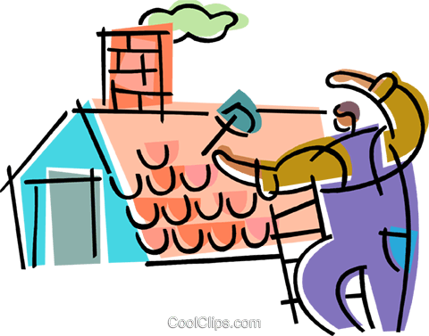 Roofing Repair Royalty Free Vector Clip Art Illustration - Roofing Repair Royalty Free Vector Clip Art Illustration (480x377)