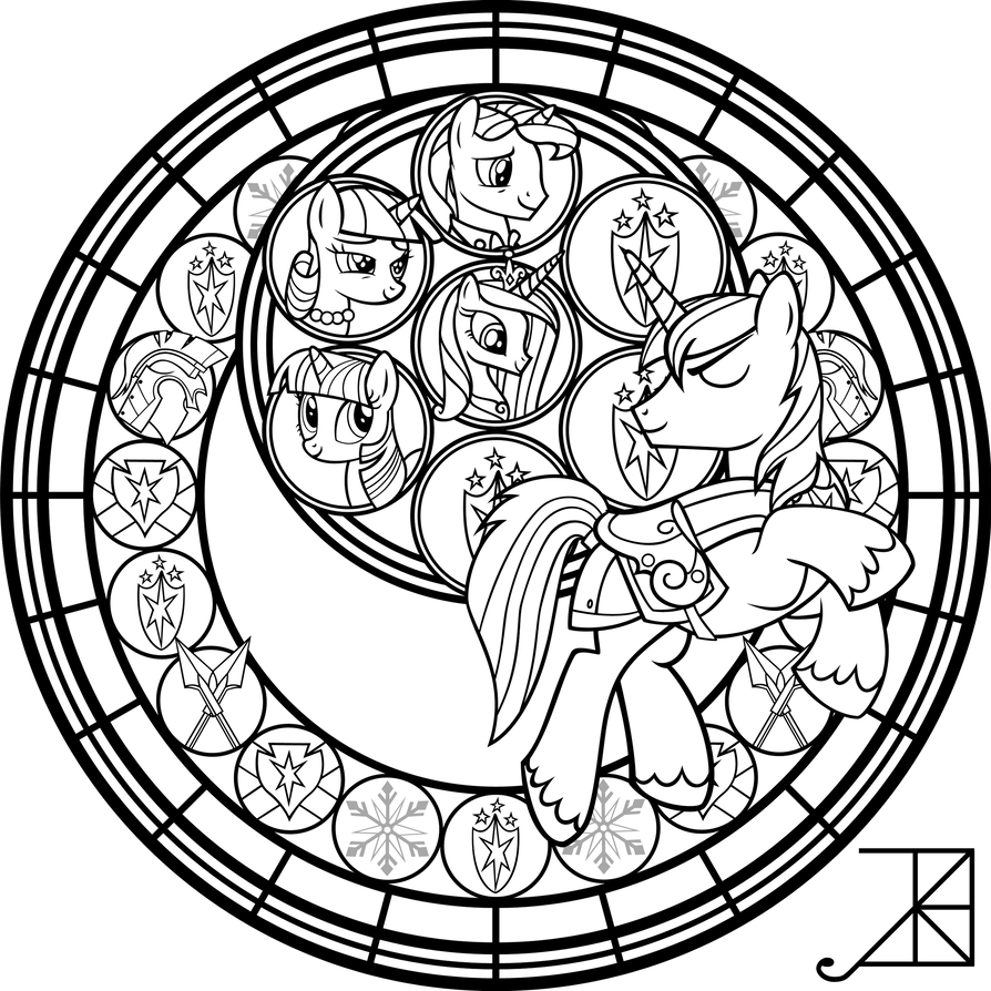 Shining Armor Stained Glass Line Art By Akili Amethyst - Shining Armor Stained Glass Line Art By Akili Amethyst (894x894)