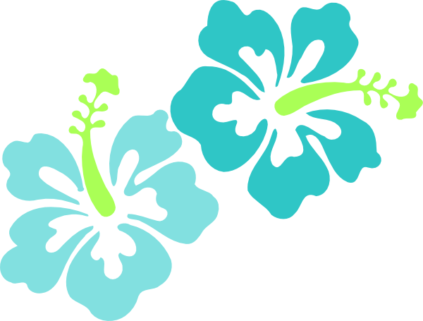 Back Flowers For Blue Hawaiian Flowers Clip Art - Luau Flowers Clip Art (600x455)