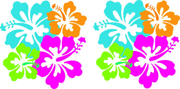 Hibiscus Neon Clip Art - Clip Art Hawaiian Flowers (600x297)