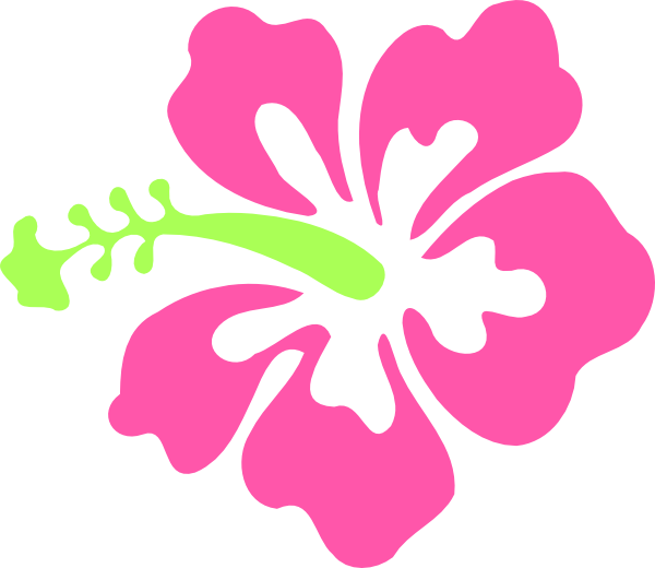 Pink Hibiscus Clip Art At Clker - Pink Hibiscus Flower Clipart (600x520)
