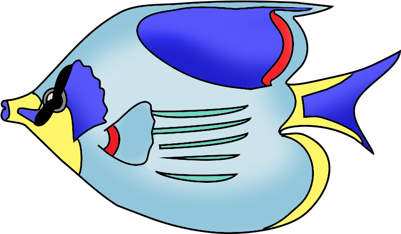 Colorful Tropical Fish, Black Scalare - Color Fish Drawing Png (817x507)