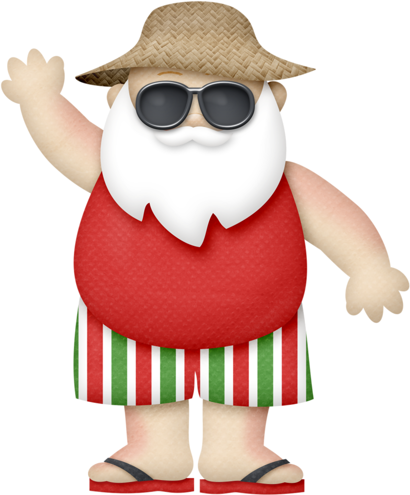 Album - Santa Beach Clipart (854x1024)