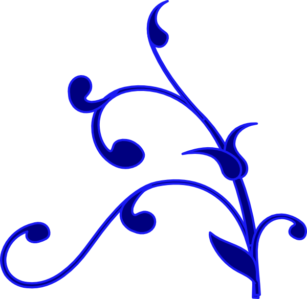 Blue Outline Flower Vine Clip Art Vector - Tree Branch Clip Art (600x585)