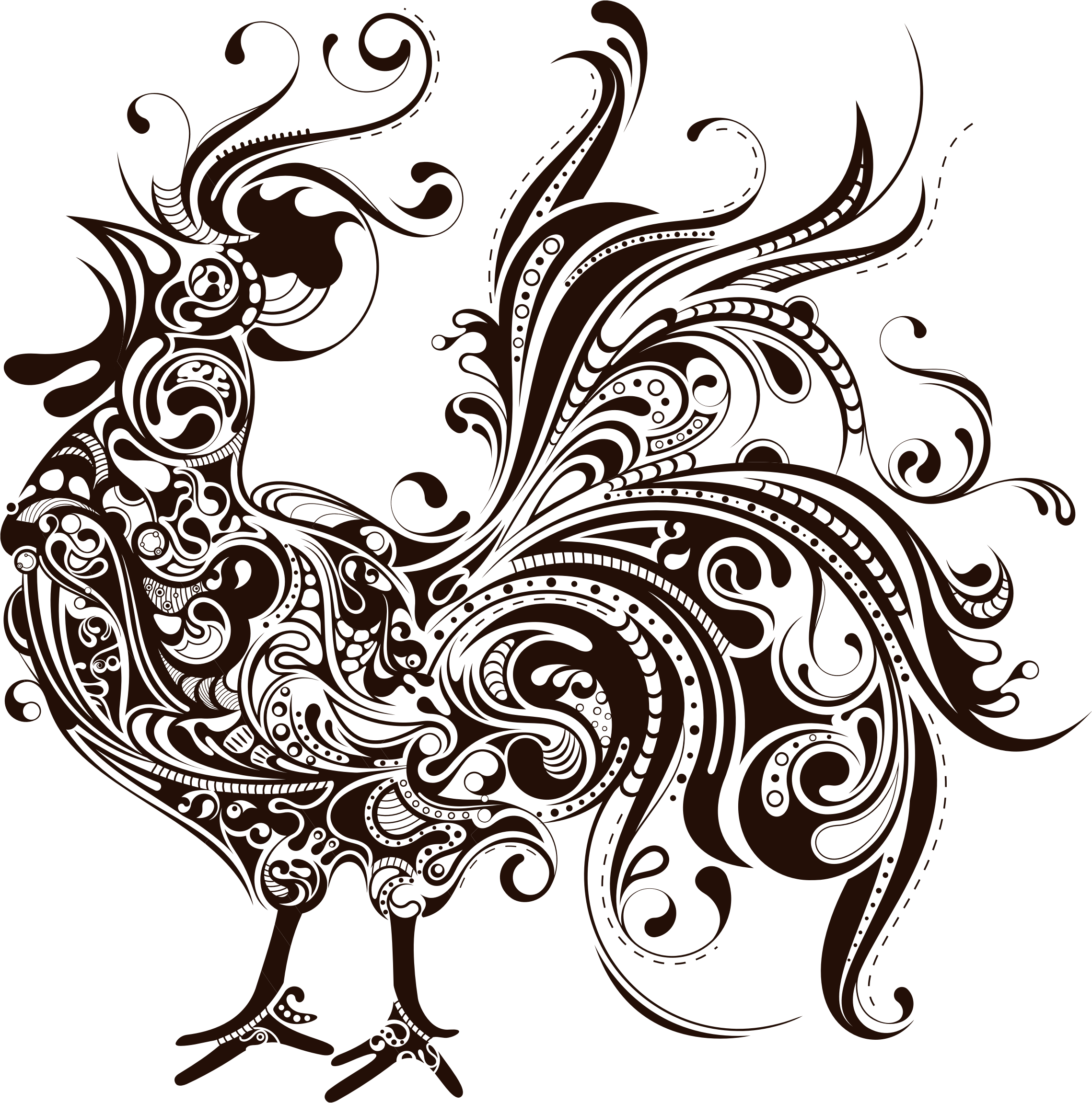 Clipart - Rooster Silhouette Abstract (2278x2302)