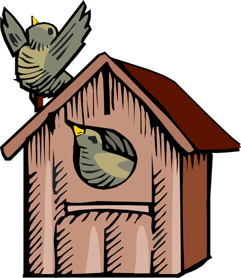 Country Bird Houses Clip Art - Birdhouse Clipart (489x565)