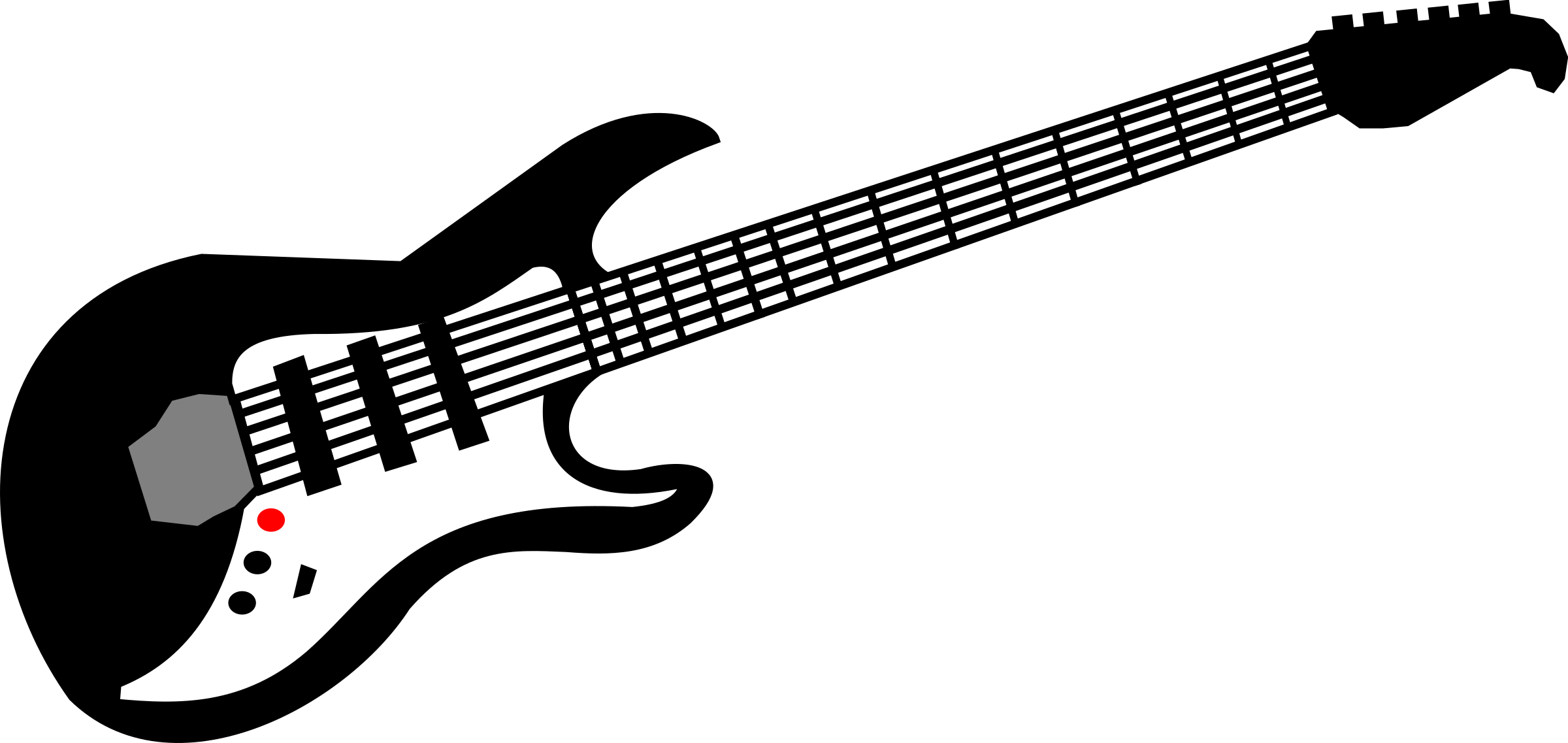 Free Vector Electric Guitar Clip Art - Guitar Black And White (2400x1137)