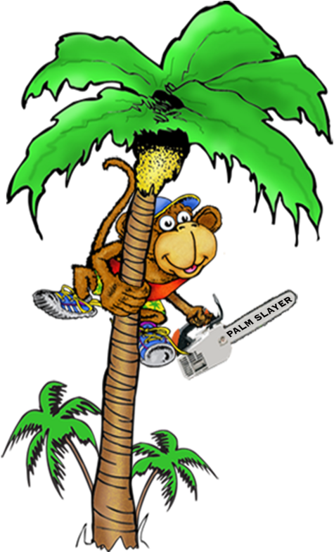 Coconut Tree With Monkey Cartoon Png (606x784)