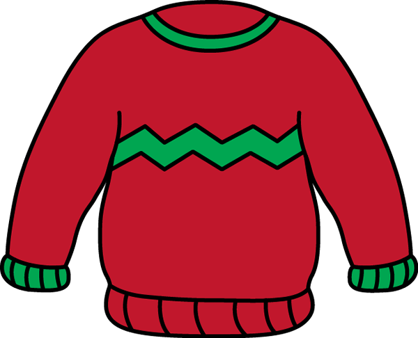 Red And Green Sweater Clip Art - Jumper Clipart (600x486)