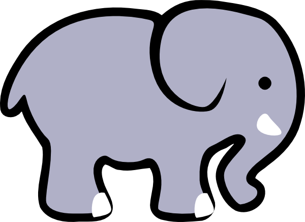 Cute Elephant Clipart Black And White - Simple Cartoon Elephant (600x436)