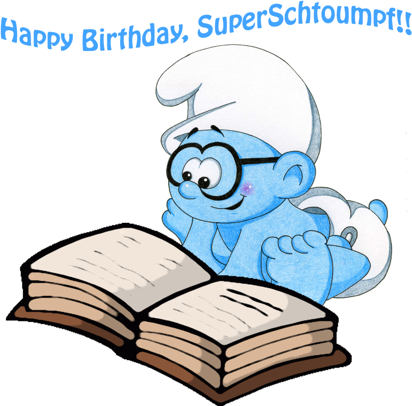 Kiss Clip Art - Smurfs With Book Clipart (850x850)