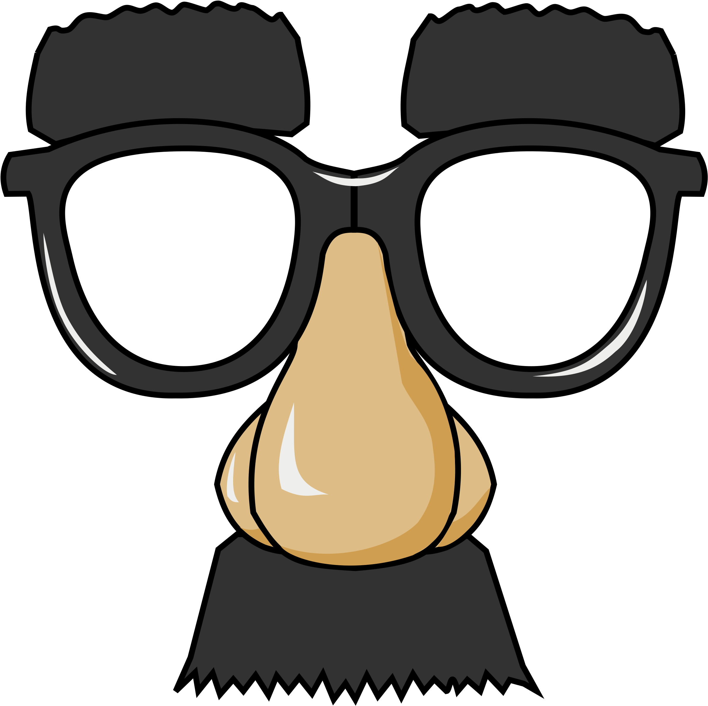 Clipart - Funny Glasses - Nerd Glasses And Nose (2408x2400)