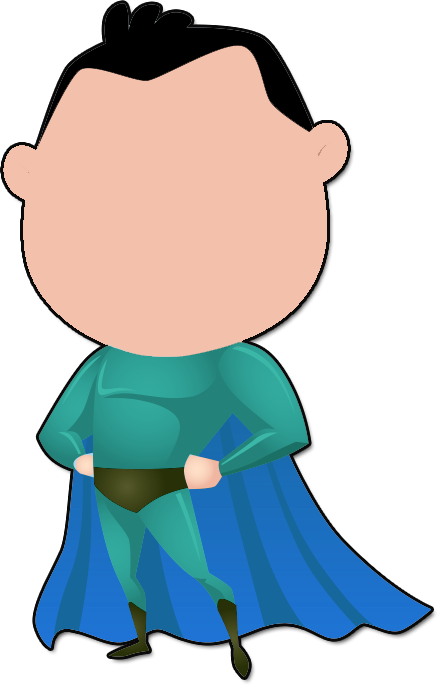 Superhero Mascot - Cartoon Body Transparent Background (438x685)