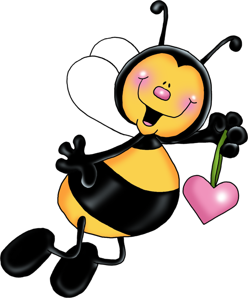Bees With Pink Love Hearts - Imagenes De Animalitos En Caricatura (852x1024)