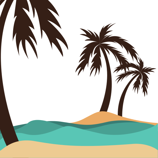 Brown Palm Trees In The Shore - Illustration (550x550)