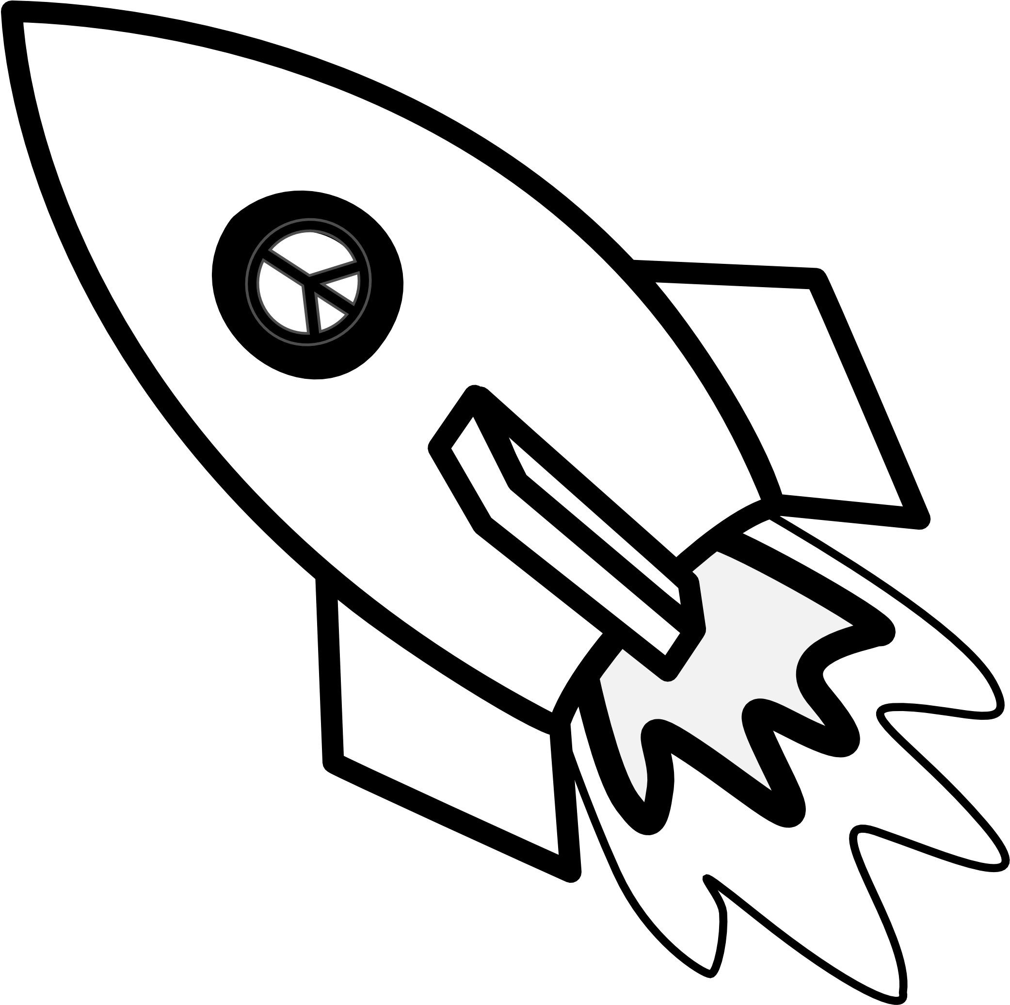 Rocket Clipart Black And White - Clip Art Black And White Rocket (2222x2222)