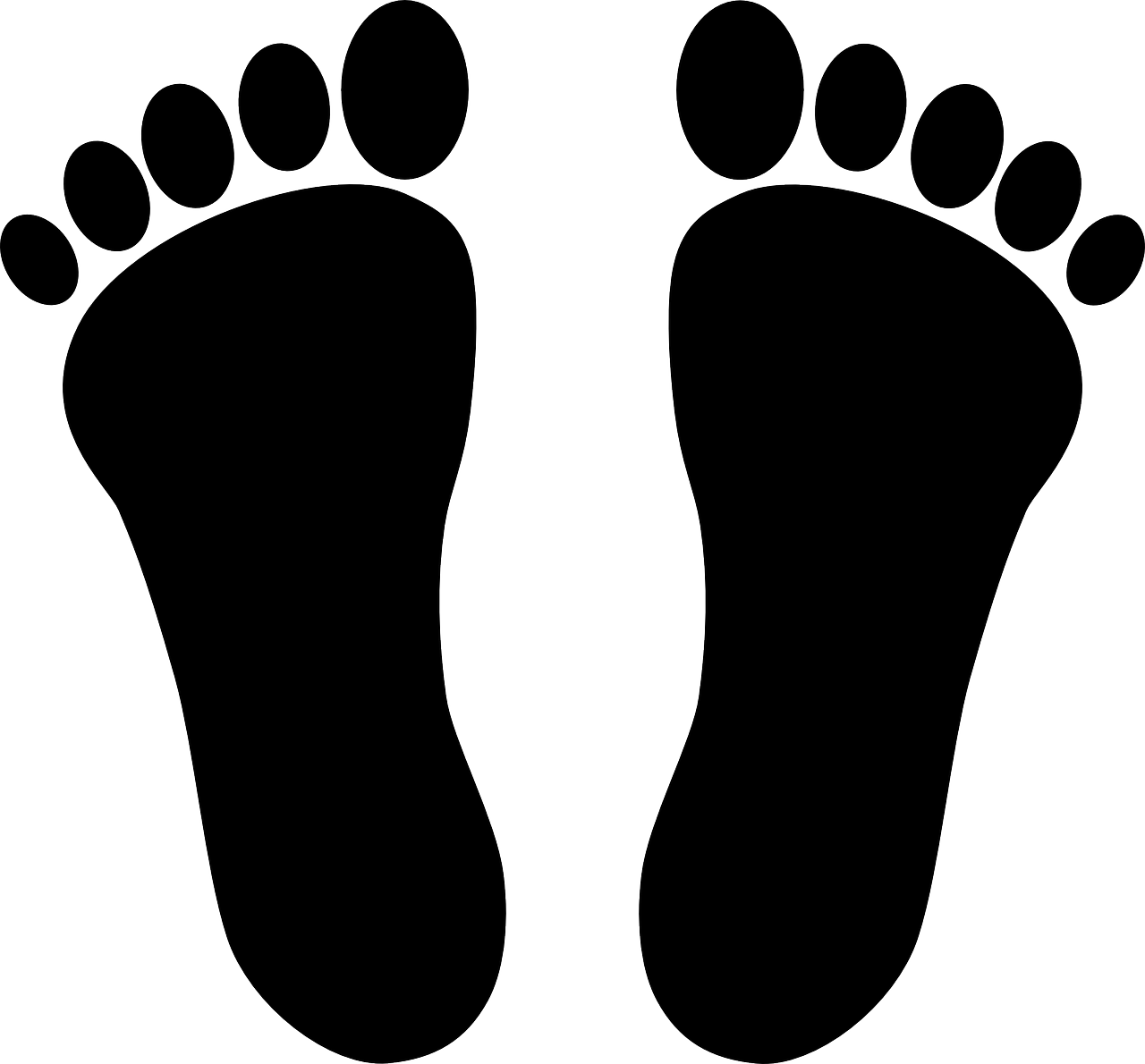 Clip Art Foot Prints Photo - Black And White Feet (2400x2233)