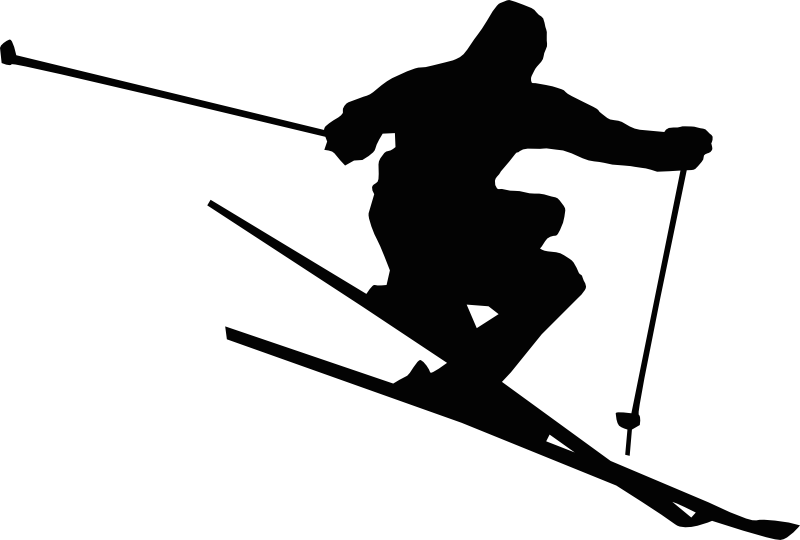 Ski Black Clip Art At Clker Com Vector Clip Art Online - Skiing Black And White (800x540)