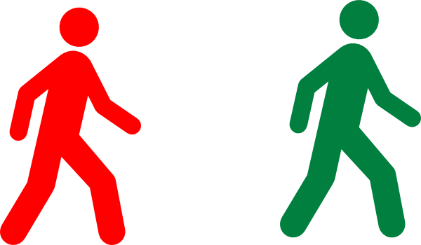 Walking Man Red Green Clip Art - Green And Red Man (600x350)