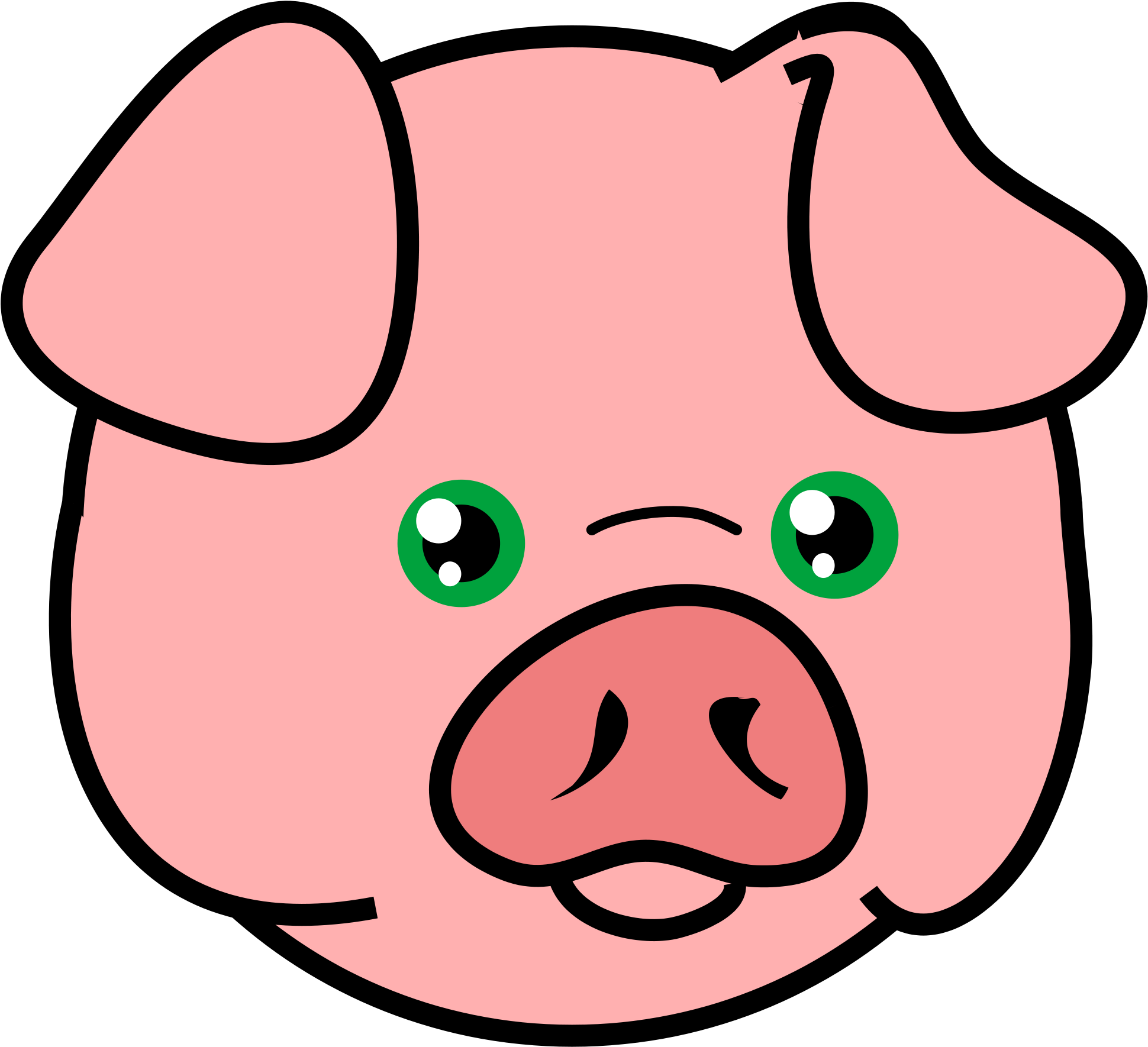Open - Pig Head Clip Art (2000x1865)