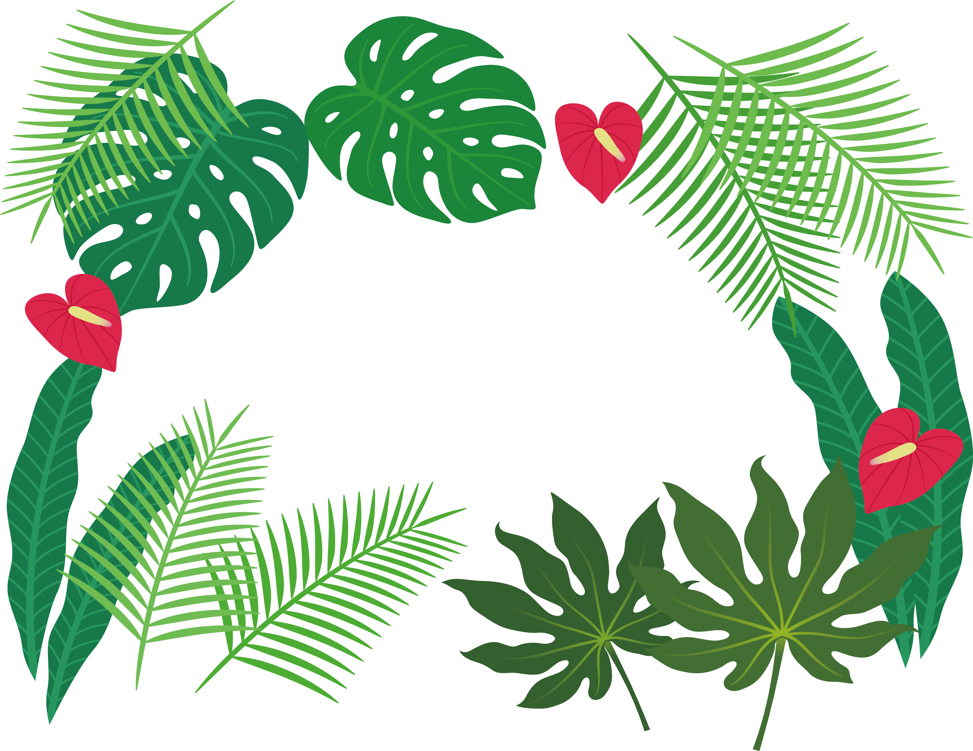 Leaf Clip Art - Tropical Leaves Borders Png (3142x2424)