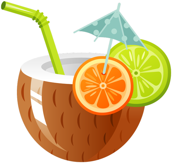 Tropical Clipart Coconut Cocktail - Coconut Drink Clip Art (960x600)