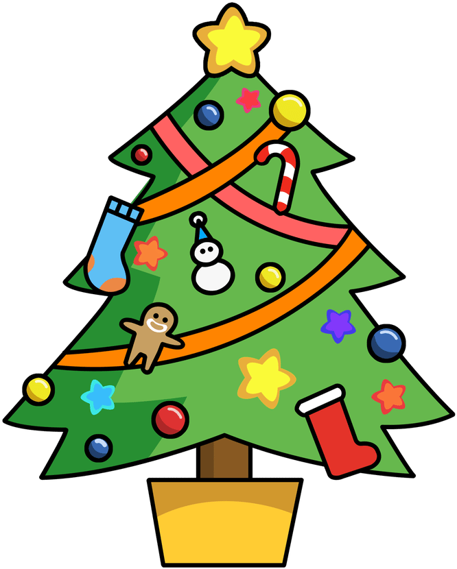 A Christmas Tree Decorated With Homemade Ornaments - Christmas Tree Clip Art (768x887)